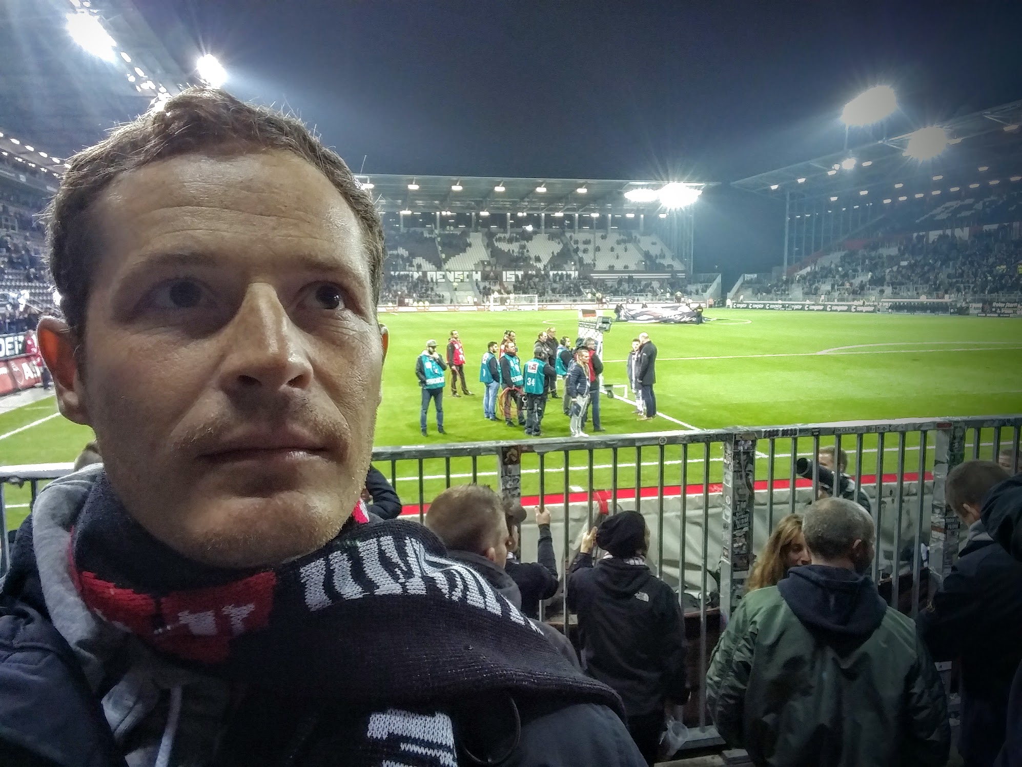 James at a night match at FC St Pauli's Millerntor
