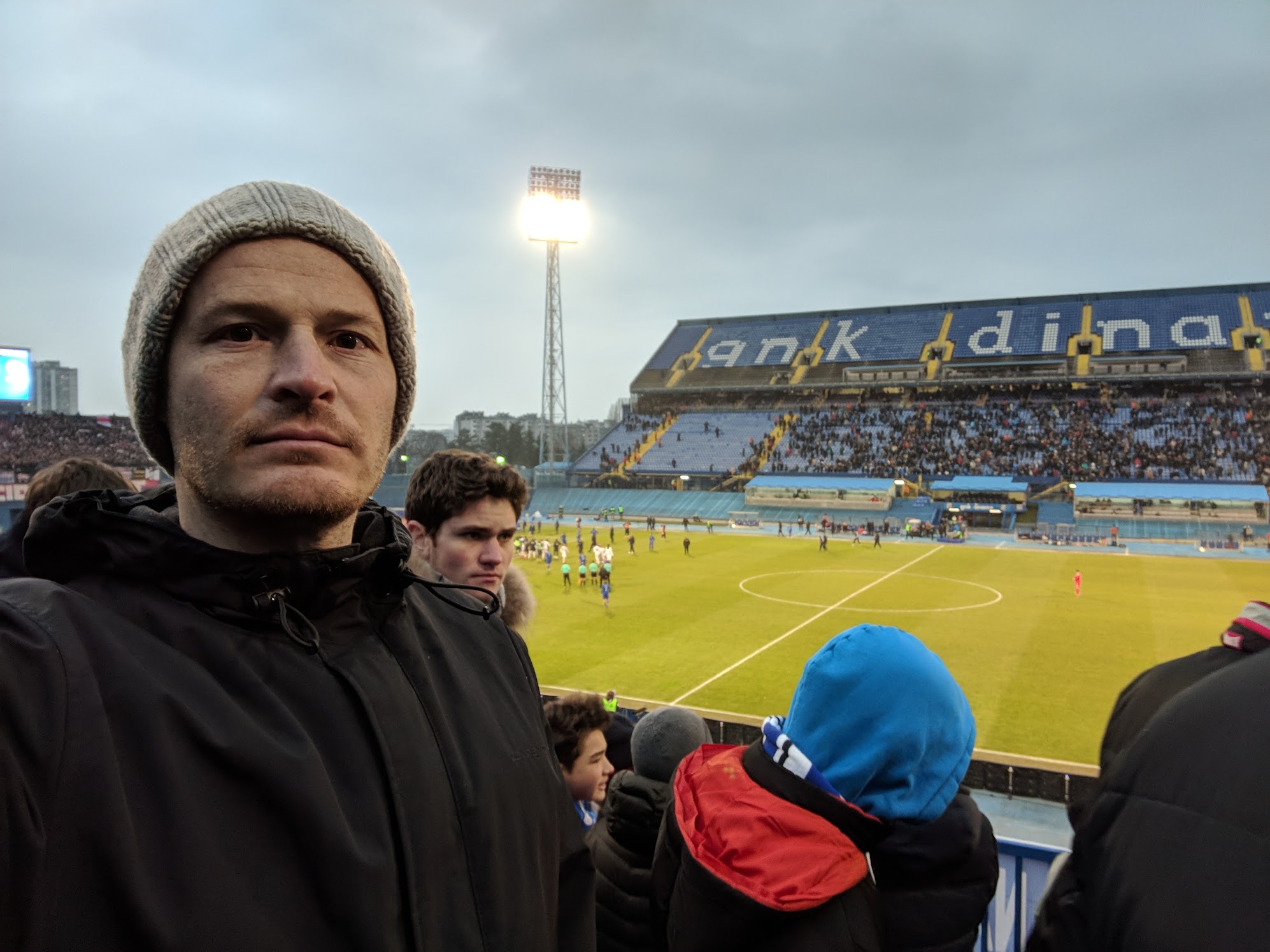 James at a match at Dinamo Zagreb's Maksimir stadium